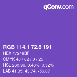 カラーコード: RGB 114.1 72.8 191 | qconv.com