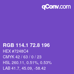 カラーコード: RGB 114.1 72.8 196 | qconv.com