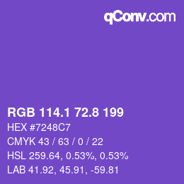 カラーコード: RGB 114.1 72.8 199 | qconv.com