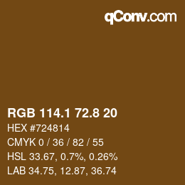 Color code: RGB 114.1 72.8 20 | qconv.com