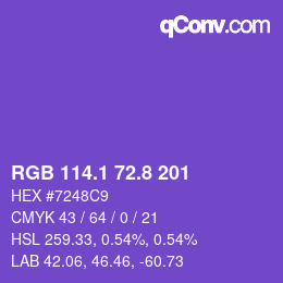 カラーコード: RGB 114.1 72.8 201 | qconv.com