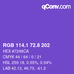 カラーコード: RGB 114.1 72.8 202 | qconv.com