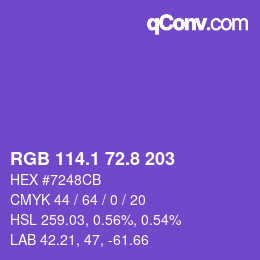カラーコード: RGB 114.1 72.8 203 | qconv.com