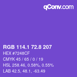 カラーコード: RGB 114.1 72.8 207 | qconv.com