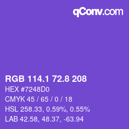 カラーコード: RGB 114.1 72.8 208 | qconv.com