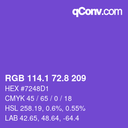 カラーコード: RGB 114.1 72.8 209 | qconv.com