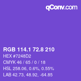 カラーコード: RGB 114.1 72.8 210 | qconv.com
