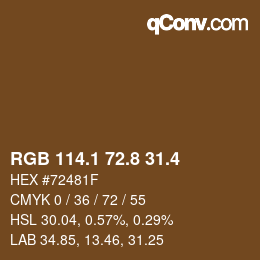 カラーコード: RGB 114.1 72.8 31.4 | qconv.com