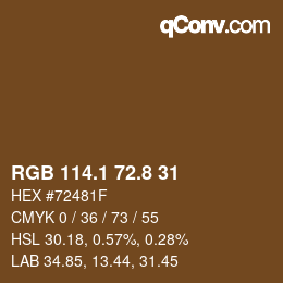 Color code: RGB 114.1 72.8 31 | qconv.com