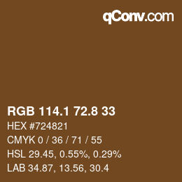 Farbcode: RGB 114.1 72.8 33 | qconv.com