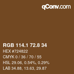 Código de color: RGB 114.1 72.8 34 | qconv.com