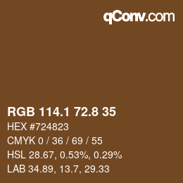 Color code: RGB 114.1 72.8 35 | qconv.com