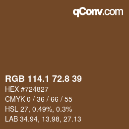 Código de color: RGB 114.1 72.8 39 | qconv.com