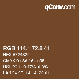 Code couleur: RGB 114.1 72.8 41 | qconv.com