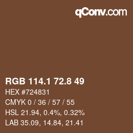 Color code: RGB 114.1 72.8 49 | qconv.com