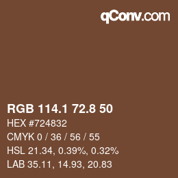 カラーコード: RGB 114.1 72.8 50 | qconv.com