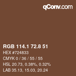 Color code: RGB 114.1 72.8 51 | qconv.com