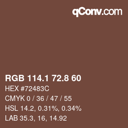 カラーコード: RGB 114.1 72.8 60 | qconv.com