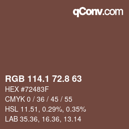 Color code: RGB 114.1 72.8 63 | qconv.com
