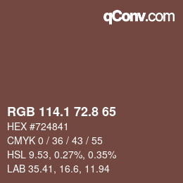 カラーコード: RGB 114.1 72.8 65 | qconv.com