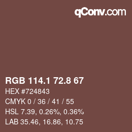 Código de color: RGB 114.1 72.8 67 | qconv.com