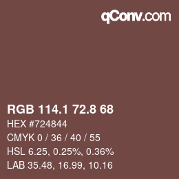 Color code: RGB 114.1 72.8 68 | qconv.com