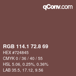 Farbcode: RGB 114.1 72.8 69 | qconv.com