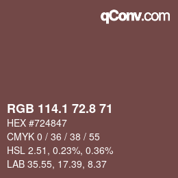 Código de color: RGB 114.1 72.8 71 | qconv.com