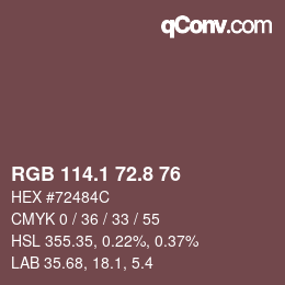 Color code: RGB 114.1 72.8 76 | qconv.com