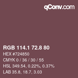 カラーコード: RGB 114.1 72.8 80 | qconv.com