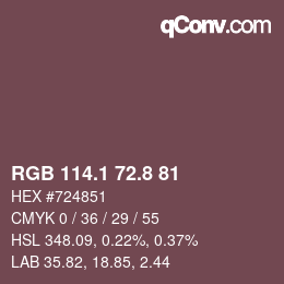 Código de color: RGB 114.1 72.8 81 | qconv.com