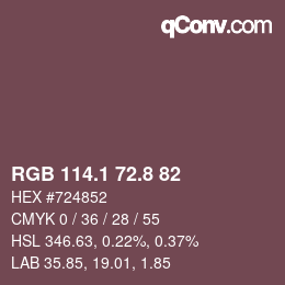 Color code: RGB 114.1 72.8 82 | qconv.com