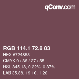 Farbcode: RGB 114.1 72.8 83 | qconv.com
