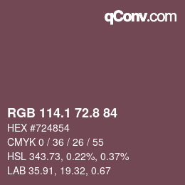 カラーコード: RGB 114.1 72.8 84 | qconv.com