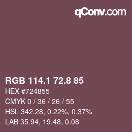 Color code: RGB 114.1 72.8 85 | qconv.com