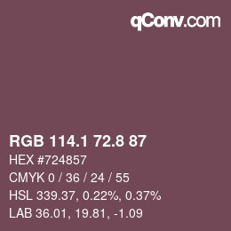 Color code: RGB 114.1 72.8 87 | qconv.com