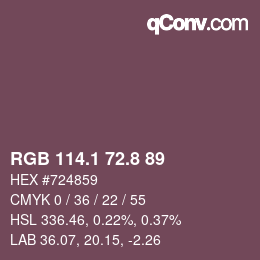 カラーコード: RGB 114.1 72.8 89 | qconv.com