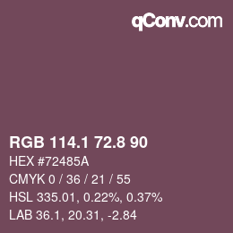 Color code: RGB 114.1 72.8 90 | qconv.com