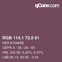 Color code: RGB 114.1 72.8 91 | qconv.com