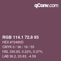 Código de color: RGB 114.1 72.8 93 | qconv.com