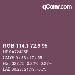 Color code: RGB 114.1 72.8 95 | qconv.com