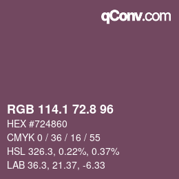Código de color: RGB 114.1 72.8 96 | qconv.com