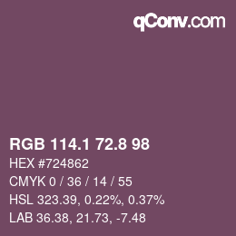 カラーコード: RGB 114.1 72.8 98 | qconv.com