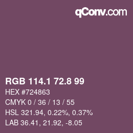 カラーコード: RGB 114.1 72.8 99 | qconv.com