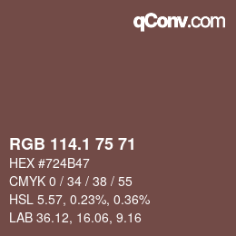 カラーコード: RGB 114.1 75 71 | qconv.com