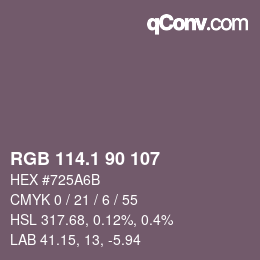 カラーコード: RGB 114.1 90 107 | qconv.com