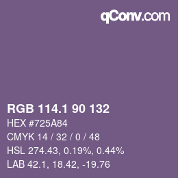 カラーコード: RGB 114.1 90 132 | qconv.com