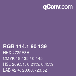カラーコード: RGB 114.1 90 139 | qconv.com