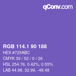 カラーコード: RGB 114.1 90 188 | qconv.com