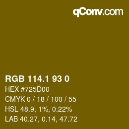 カラーコード: RGB 114.1 93 0 | qconv.com